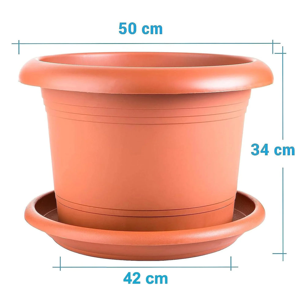 Bama Blumentopf Terra Mit Untersetzer – Pflanzkübel Ø 60 Cm, 80 Liter, UV-beständig, Für Garten & Terrasse