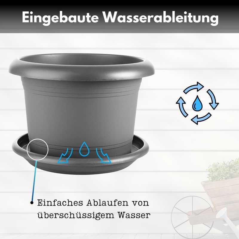 
                  
                    Pflanzkübel rund im 2er Set mit Untersetzer - 50 cm Durchmesser - anthrazit - 65 Liter
                  
                