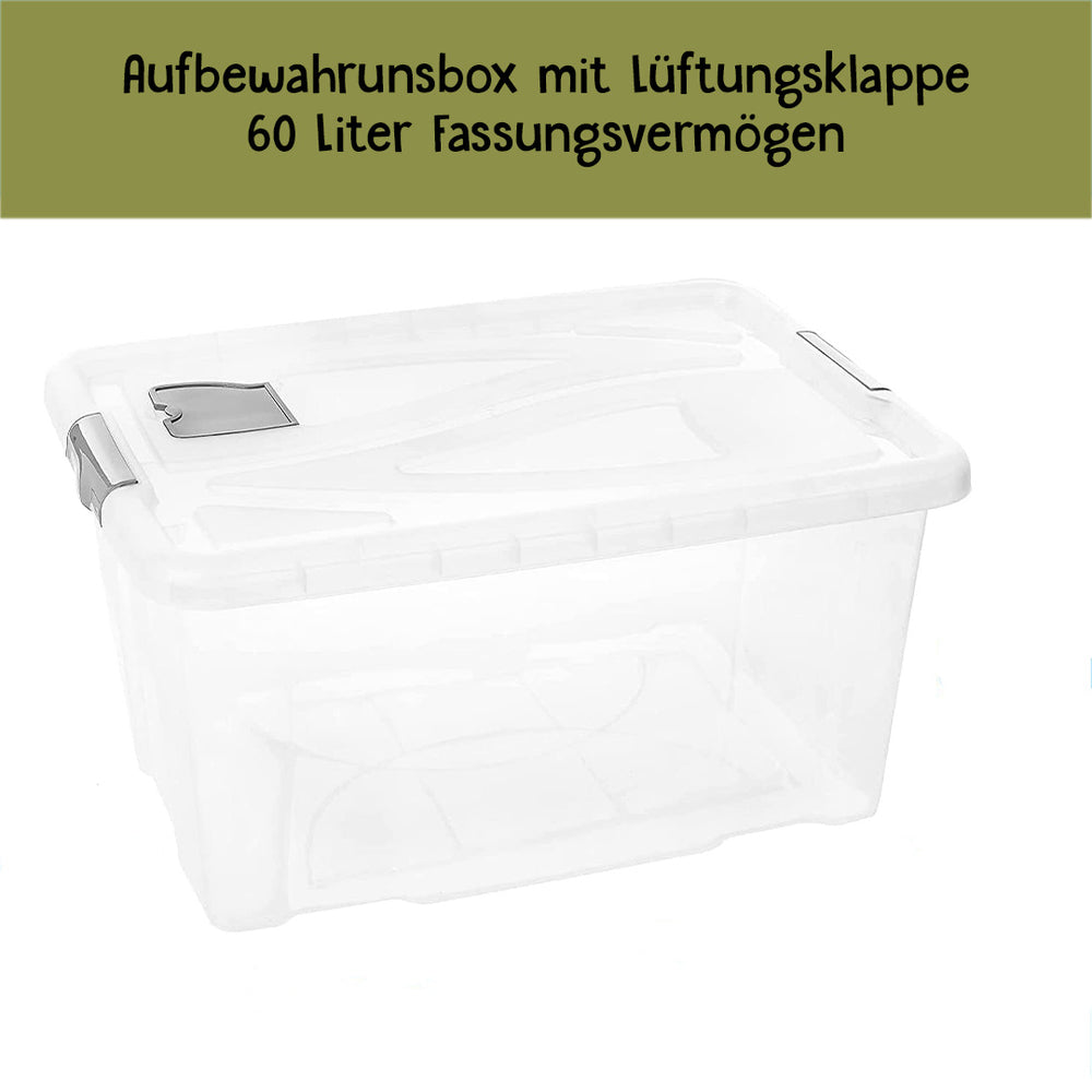 Aufbewahrungsbox 60 Liter - 3er Set - mit Deckel samt Belüftungsklappe