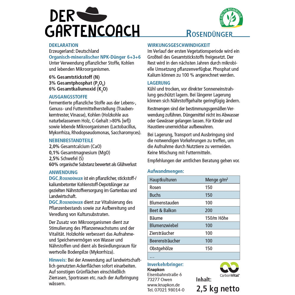 Bio Rosen- und Blumendünger 2,5kg (NPK 6-3-6)