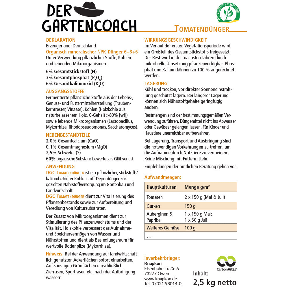 Bio Tomatendünger 2,5kg (NPK 6-3-6)