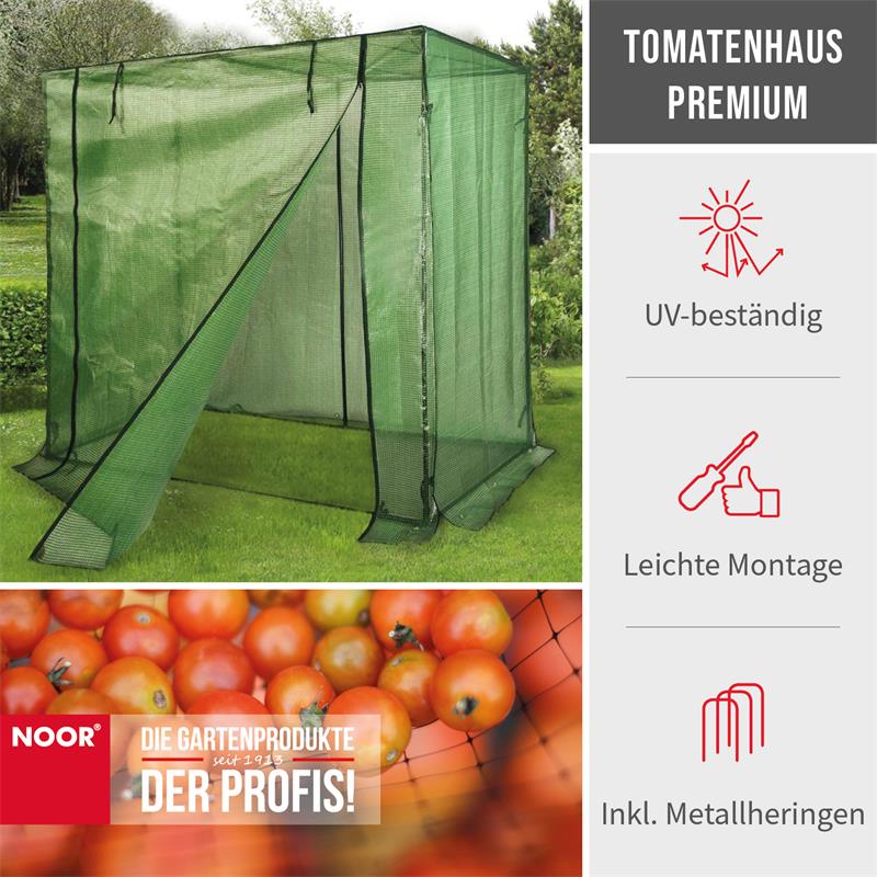 NOOR Tomatenhaus Premium - 200x75x175cm mit UV-Gitterfolie - Foliengewächshaus